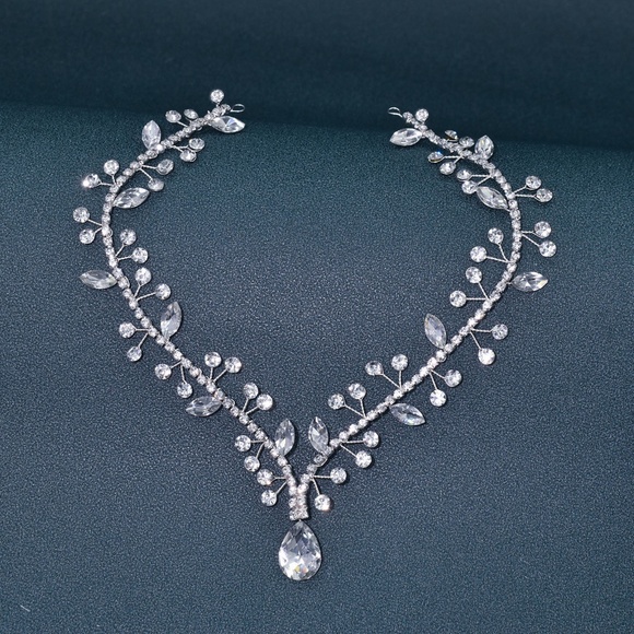 Bridal sparkle tear drop crystal versatile head chain bling bling vine forehead